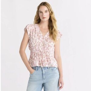Time and Tru Pink Floral Blouse